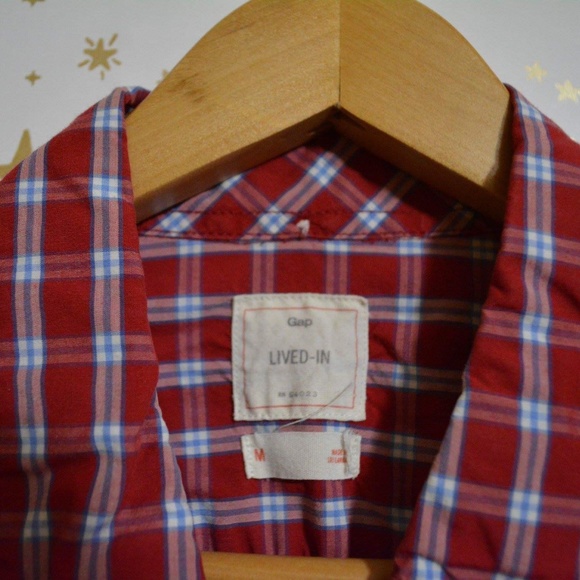 Gap Red & Blue Plaid Button Down Shirt Medium - Picture 4 of 6